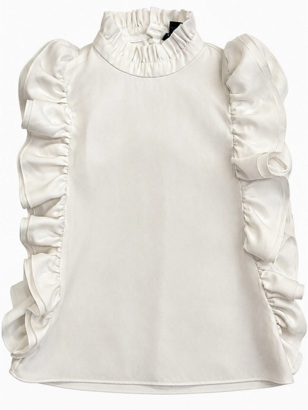 Gracia Ruffle Sleeveless Blouse in White Size Medium